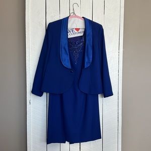 Bedazzled Blue Dress with Blazer Jacket